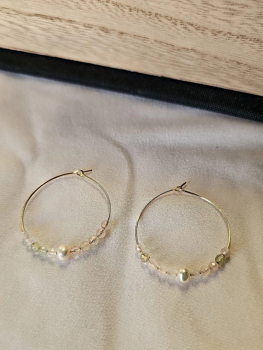 Natural Morganite Baroque Pearl Hoop Earrings